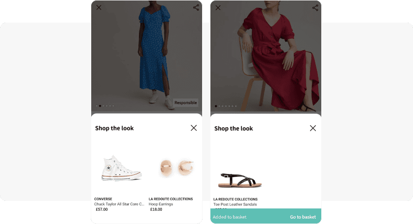 La Redoute cross-selling in-app examples