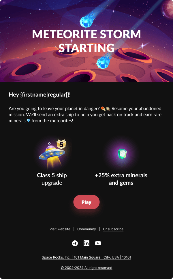 Re-engagement email template Pushwoosh