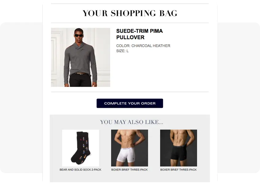 Personalization abandoned cart email